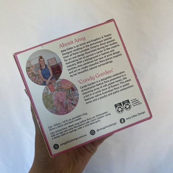 Amy Gibbs Porcelain Mug & Coaster Set Candy Garden Design 300ml floral tea - Picture 3 of 6